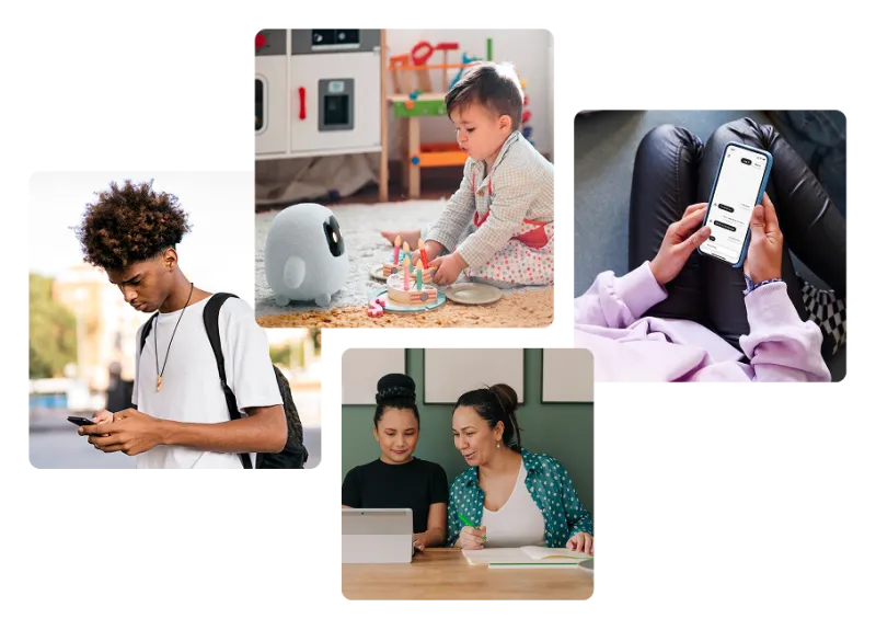 Collage of young people with electronic devices