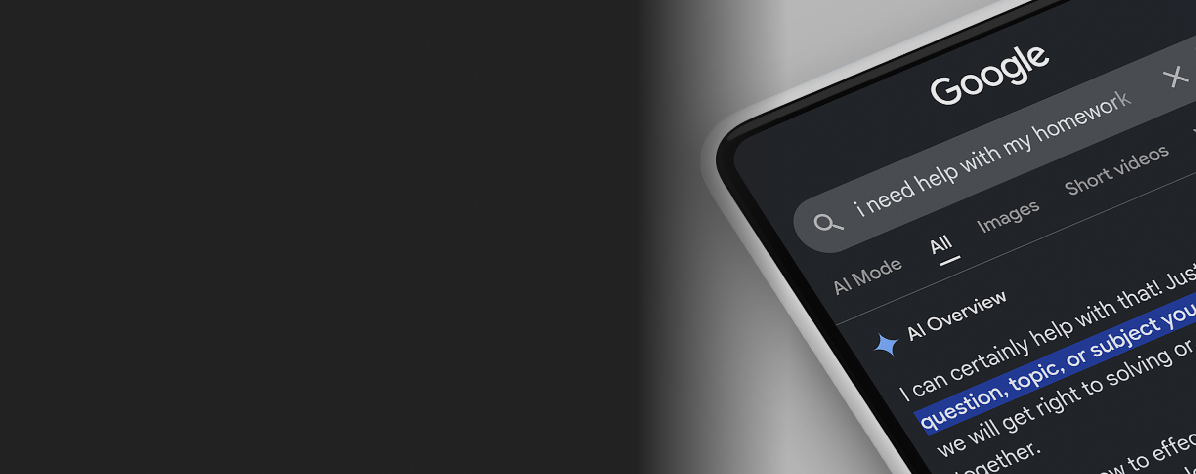 Smartphone with Google AI on screen 