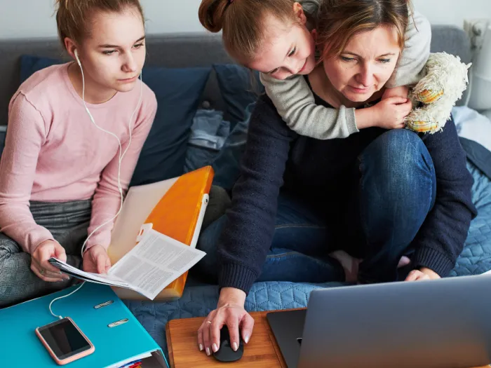 Family on computer