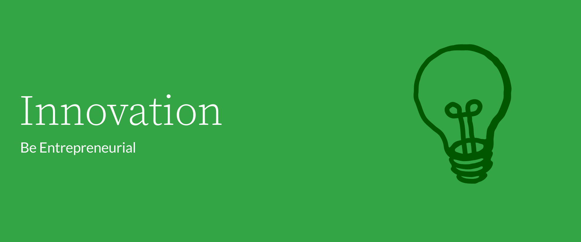 Innovation - dark green light bulb on light green background