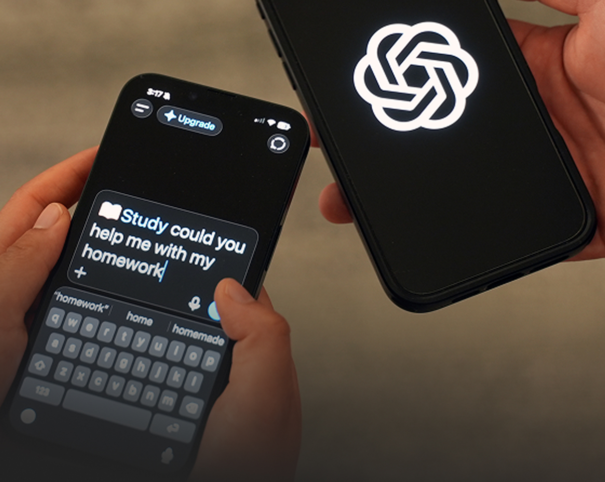 Two phones with ChatGPT Study mode on them