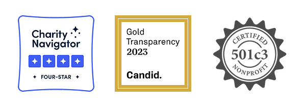 Charity Navigator, Candid, Certified 503c3 logos
